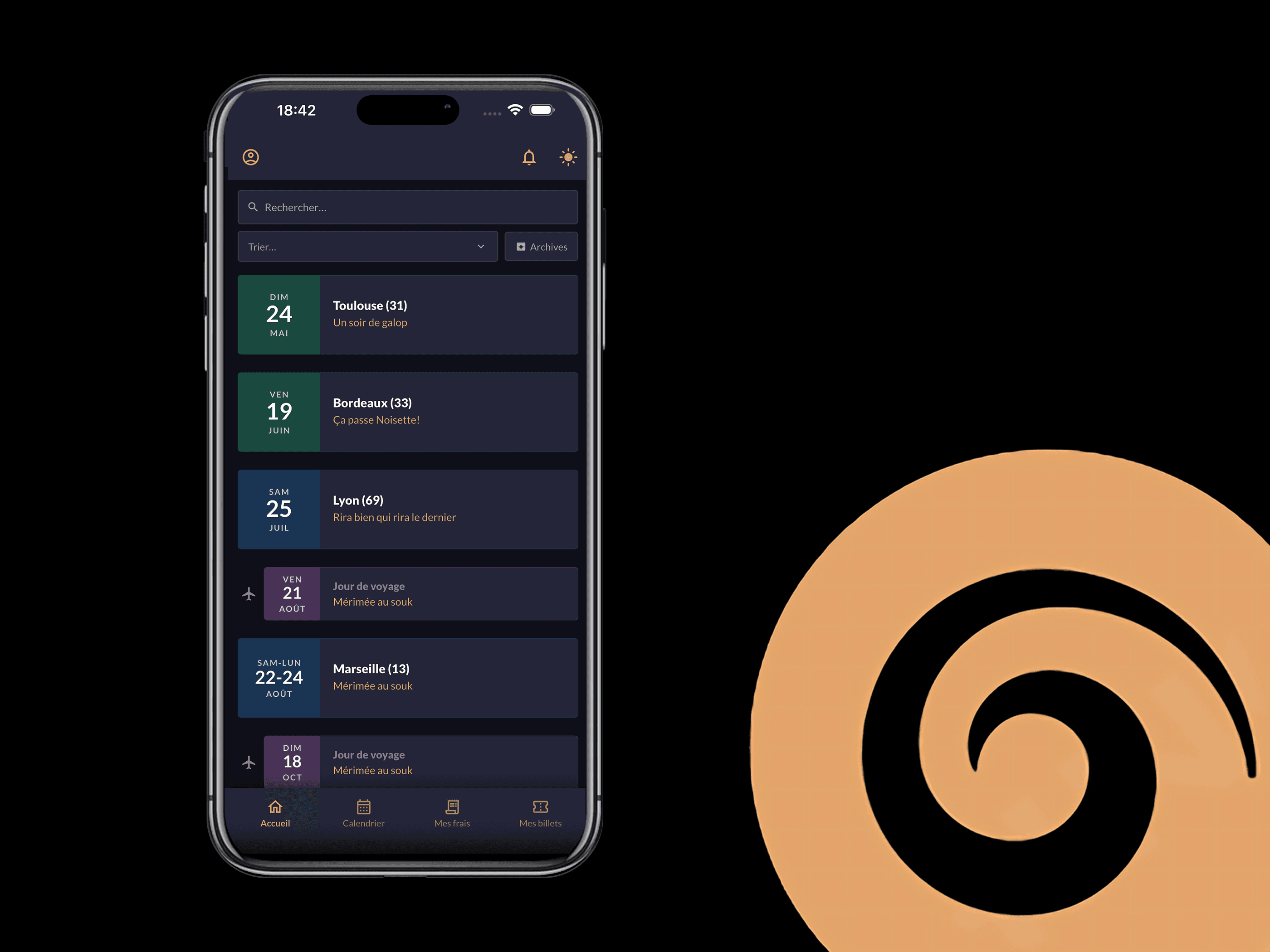 Application mobile OTour — feuille de route en main