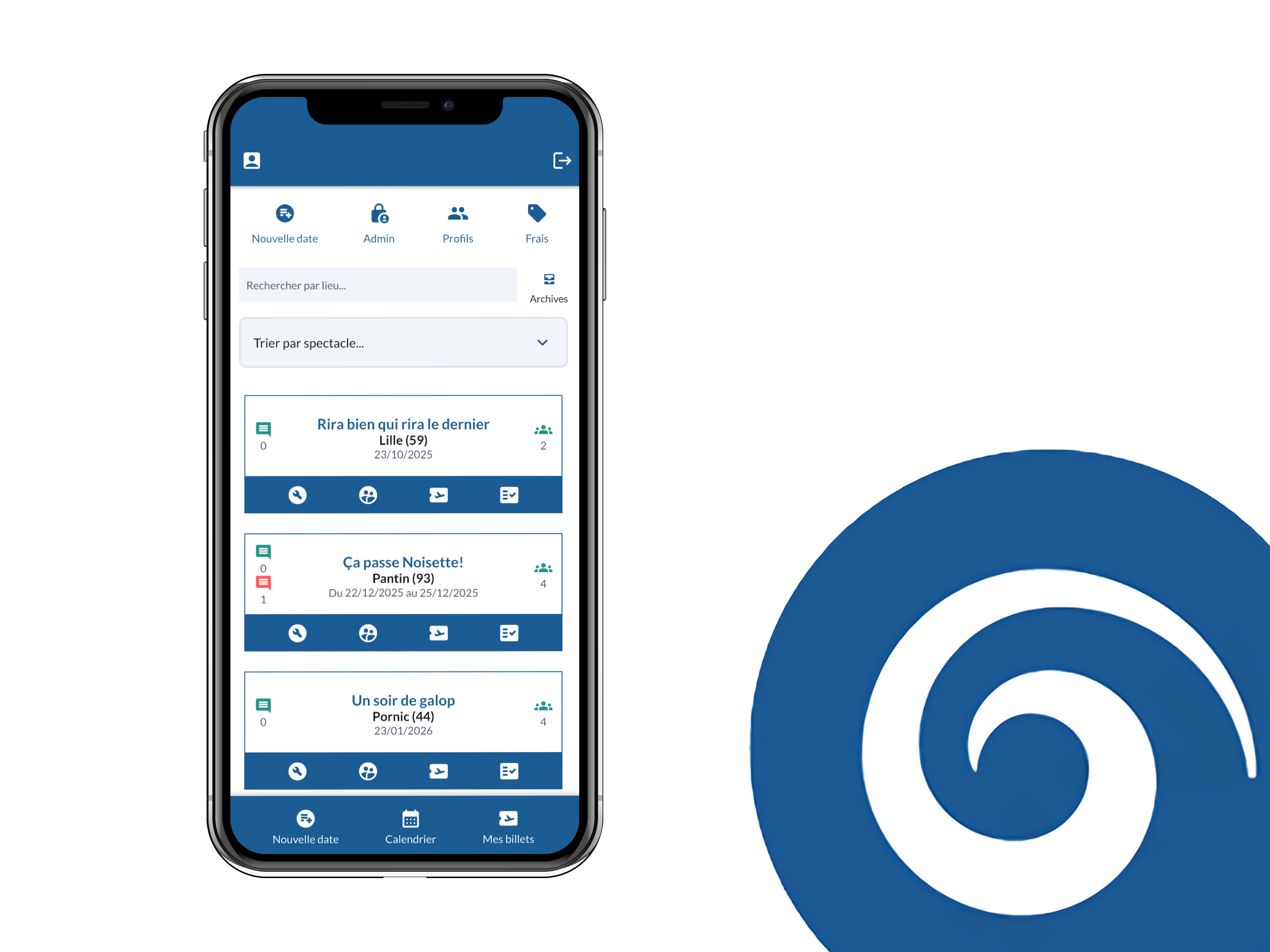Mockup de l'application OTour